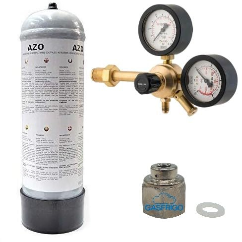 GASFRIGO® - Bombola cartuccia Azoto 2,2 lt + Riduttore di pressione professionale 60 BAR