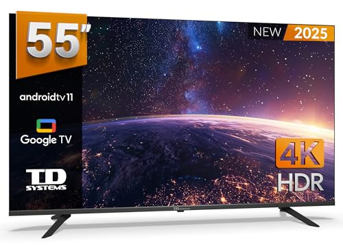 TD Systems - Smart TV 50 Pulgadas 4K Android 11, Google Assistant, Control por Voz, televisión TDT 2025. Televisor con 3 años de Garantia - PRIME55K20GLE