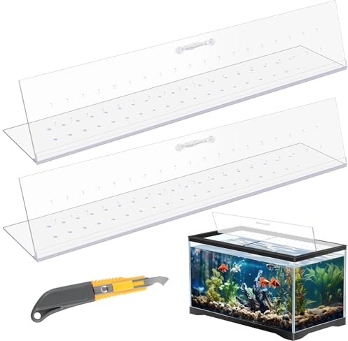 Sieral Aquarium Polycarbonate Canopy Set 2 Pcs 22.95 x 16.61 x 0.12 Inch for 75/90/110 Fish Tank with Center Brace Aquariums Cover Fish Tank Lid with a Hook Knife, Breathable Hole and Handle, Clear