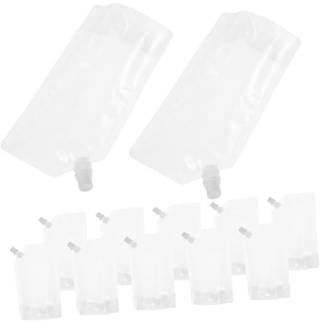 Luxshiny 12pcs Squeeze Pouches Stand Up Drink Bags with User Friendly Spout for Smoothies Juices Milk at Parties and Self Service Stations
