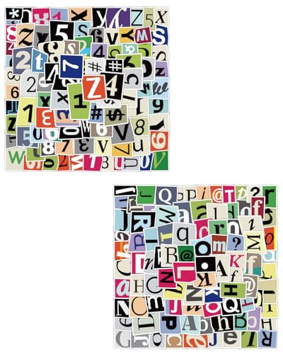FUGLUS 200 Piezas Pegatinas de Letras Autoadhesivas Pegatinas de Números Letras de Vinilo Pegatinas de Números y Letras Adhesivas para Álbumes de Fotos,Tarjetas de Felicitación,álbumes de Recorte