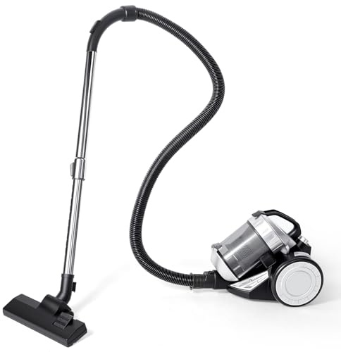 TELEININ Aspirateur sans Sac, 1200W Aspirateur Puissant, Format Compact, Filtre HEPA, Boîte à Poussière de 2L, Brosse Combifloor, Câble de 5m, pour Tapis et Sols Durs Poils d'animaux (2L)