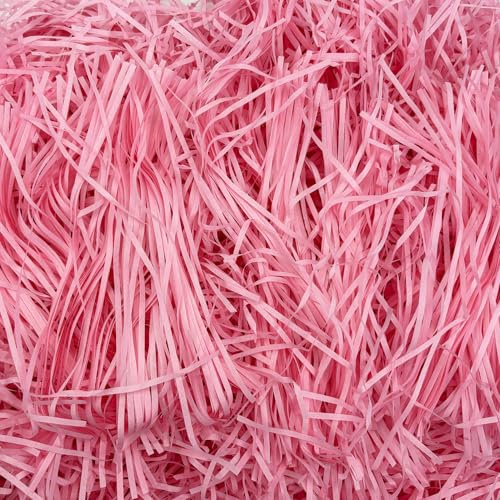 Qcdou Shredded Tissue Paper for Gift Boxes Pink, 100g Shredded Tissue Paper, Hamper Filling Gift Bags, Packaging Filler, for Birthday, Christmas, Wedding, Hamper & Luxury Gift Box Presentations(Pink)