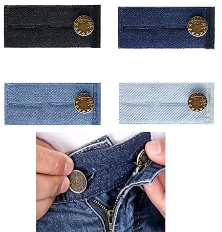 JCKD 4 botones de extensión de cintura para pantalones, botones de extensión de cintura ajustables, para hombre y mujer, adecuados para pantalones, vaqueros, faldas y pantalones de maternidad