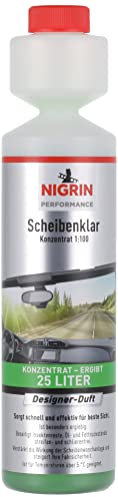 NIGRIN Performance Scheibenklar Konzentrat 1:100 Designer Duft | 250 ml | Reinigungszusatz für Autoscheiben und Scheinwerfer | entfernt Insekten, Öl, Fett | schlierenfrei | sehr ergiebig | ab 5°C