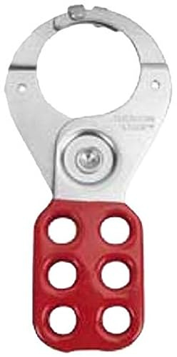 Master Lock Lockout Hasp with Vinyl Coated Handle and Locking Tabs, 1-1/2 Inside Jaw Diameter