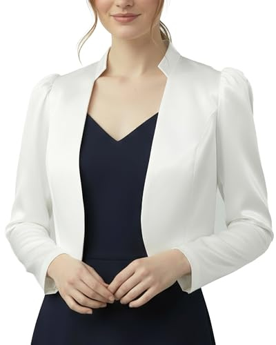 BlackButterfly Formale Raso a Maniche Lunghe Bolero Giacca (Avorio, XL)