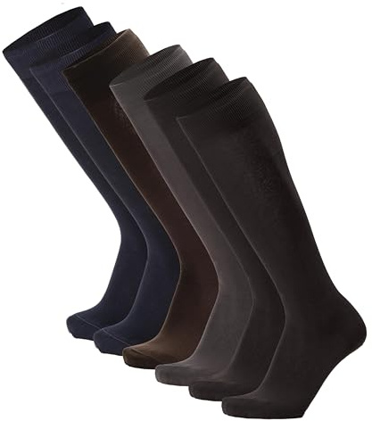 Ciocca Calze uomo lunghe, pregiato cotone 100% FILO DI SCOZIA - Calzini 6 Paia - tre taglie - Resistenti - Eleganti [310_025_115_A]