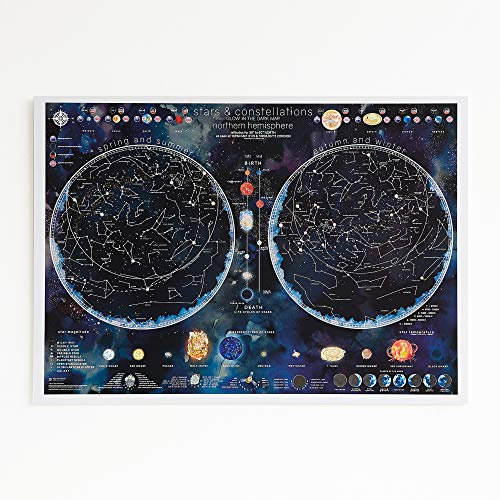 Maps International Stargazers and Night Sky Poster mit Sternenhimmel, leuchtet im Dunkeln, 84 x 58 cm