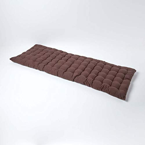 Homescapes Bankauflage 3-Sitzer braun – Sitzkissen Bank Outdoor/Indoor, Oeko-TEX-Zertifiziert, Sitzauflage waschbar für Gartenbank & Sitzbank, 143 x 48 cm