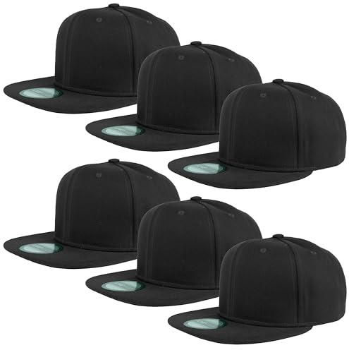 Gelante Plain Blank Flat Brim Adjustable Snapback Baseball Caps LOT 6 Pack 1500 Black