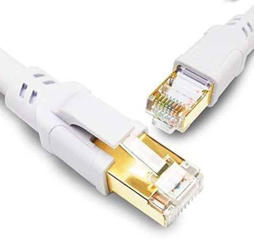 Yauhody Cable Ethernet Cat 8 2M, RJ45 Cable de Red 40Gbps 2000MHz, S/FTP Gigabit Internet Cable Patch Soporta POE, Más rápido que Cat7 Cat6, para PS5, Xbox, Router, TV, Switch, Módem, Laptop (Blanco)