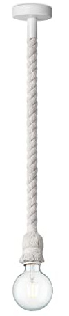 Home Sweet Home Country Lámpara colgante Leonardo | 10/10/100cm | Blanco | Lámpara colgante de algodón | E27 | Lámpara colgante adecuada para sala de estar, dormitorio