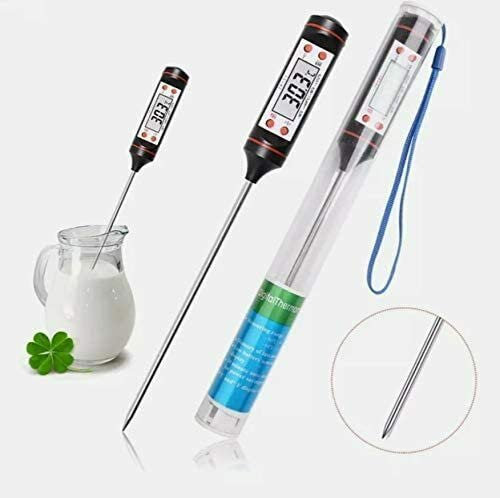 Food Thermometer (Set of 2) Waterproof Digital Instant Read Kitchen Cooking Meat Thermometer 5.9 Long Probe for Baby Milk BBQ, Meat, Sugar, Water, Jam, Grill & Fry Food (Battery Included)