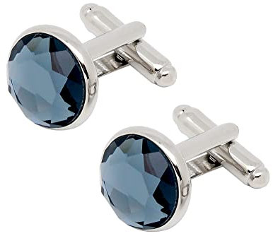 Jonwo Poliedrico cristallo argento gemelli uomo in scatola regalo donna uomini cufflink per matrimonio d'affari camicia abito regalo compleanno, 15mm, Ottone, Cristallo