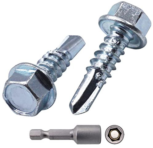 SKIR'CO (100 piezas) DIN 7504 K Zinc plateado de acero 6,3 x 19 mm, tornillo de chapa autoperforante, cabeza hexagonal
