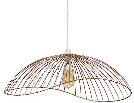 MiniSun | Wavy Wire Design Easy Fit Ceiling Pendant Light Shade in a Copper Metal Finish | Home Décor, Bedside & Desk Lamp | 31cm Shade Width