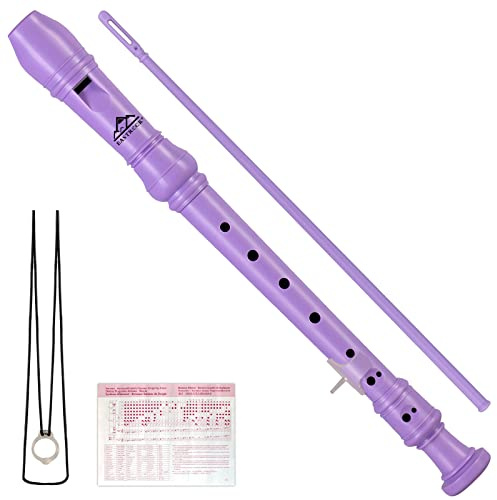 Eastrock Soprano Recorder, Recorder Instrument German Style C Key 3 Piece ABS with Cleaning Rod, Fingering Chart, Packing Bag, Thumb Rest