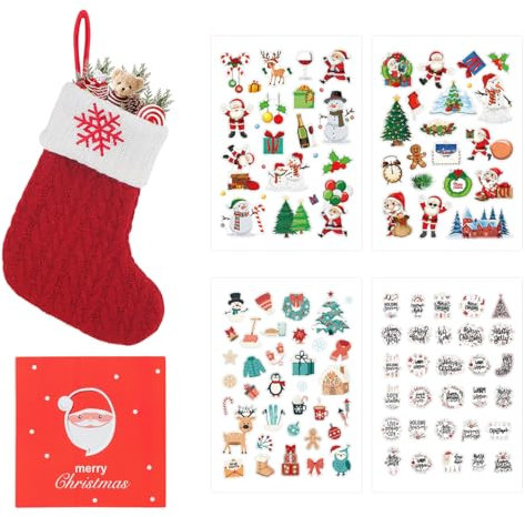 MSPEBEC Weihnachtsstrümpfe, Weihnachtsstiefel, stopfbare Weihnachtsstrümpfe, ideal für Weihnachtsgeschenkboxen, Weihnachtsdekorationen, zum Aufhängen an Kaminen, Türgriffe im Schlafzimmer