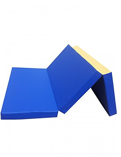Tappetino da Ginnastica Pieghevole 210 x 100 x 8 cm, RG-25 (25 kg/m³) – Materassino Fitness Antiscivolo per Bambini e Adulti, Schiuma EPE, Made in Germany (blu/giallo)