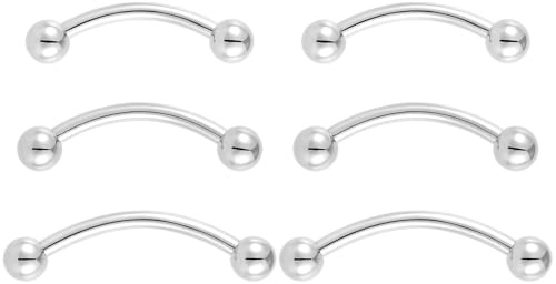 NewkeepsR 3 pares-1,6mm Barra de plátano curvada doblada de titanio,Rook Bridge Helix Ceja Anillos Vertical Labret Piercing Joyería 8mm/10mm/12mm