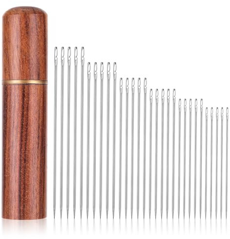 Tyqour 30 Stück Selbsteinfädelnden Nähnadeln, Selbst Einfädeln Nähnadeln mit Birnbaum-Nadelkasten, 4 Größen Einfaches Einfädeln Nadeln Sticknadeln für DIY Stickerei, Nähen