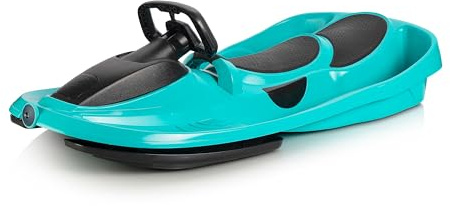 Gizmo Riders Snow Sled for Kids, Adults - Toboggan Sled, Easy Turning Steering Wheel, Anti-Slip Seat, Pull Up Brake, Durable Plastic Sled, Lightweight, Snow Sleds, Age 3+, 260 lbs