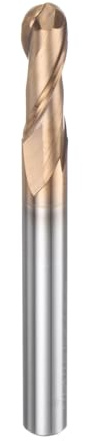 sourcing map Ball Nose End Mill 2 Flute 1/4 Diameter 1/4 Shank Tungsten Carbide Spiral CNC Router Bits 3/4 Cutting Length Single End Ball Cutting Tool for Carving Engraving