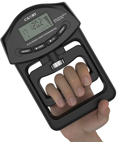 Dynamomètre numérique à main - Mesure de la force de préhension - Capture automatique - Puissance de poignée électronique - 90 kg - Noir