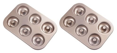 ANJIAOSHOU 2 stampi per ciambelle per 6 ciambelle, antiaderenti, in acciaio al carbonio, stampi per ciambelle, ciambelle