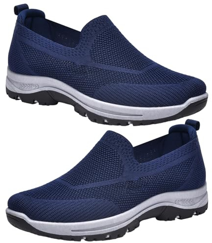 Zapatillas Running Hombre Zapatos Deporte Correr Jogging Caminar Bambas Deportivas Hombre Casual Zapatos CóModos Sin Cordones Hombre Zapatos Ancho Especial,Azul,41 EU