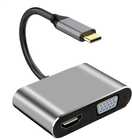 USB C to DVI VGA Adapter, 4K Type-C to HD Multimedia Interface, Portable 4-in-1 Multiport HDTV Port Hub for Home Theaters, Portable Display, Video Output