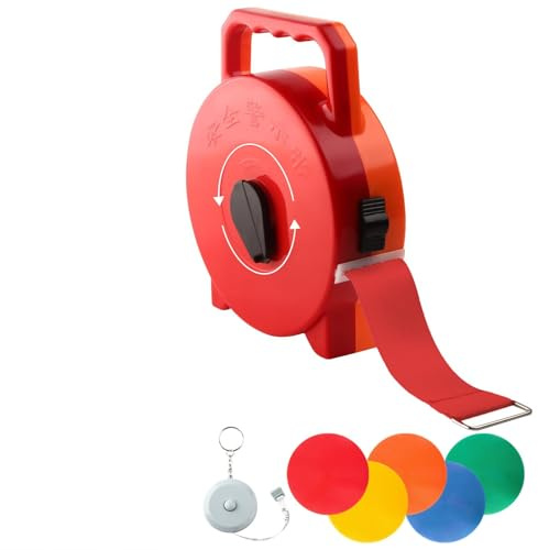 Enjoyard Líneas de corte de fútbol – 4 cm de ancho, líneas de bádminton Court Marcador de campo de juego, líneas de corte ajustables, entrenamiento multijugador de fútbol de combate (rojo, 50 m)
