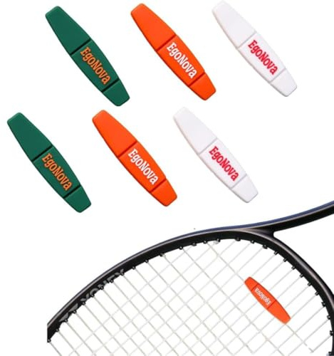 EgoNova Advanced Tennis Vibration Dampeners - Shock Absorber for All Rackets (3 Colors, 6 Pack) - Professional Vibration Control Racket Dampener (Strip)