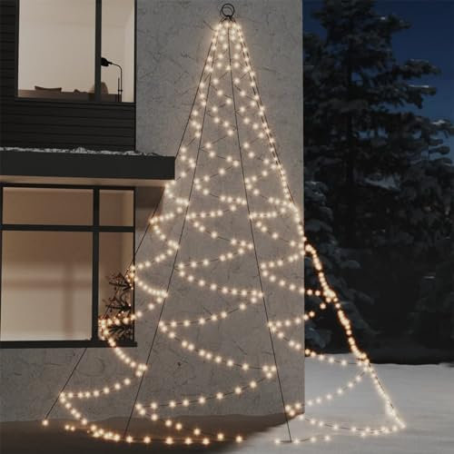 Tidyard Väggträd med metallkrok, 720 LED, varmvit, 5 m, utomhusbelysning, dekorativ för trädgård, uppfart, utomhus, utomhus, trädgård, balkong, fest, pool