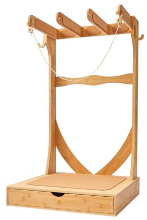 VEVOR Soporte Vertical para Tablas de Surf, Soporte de Madera Independiente de 3 Niveles para Almacenamiento y Exhibición de Tablas de Surf con Ganchos de Madera, Relleno de Corcho y Cajones