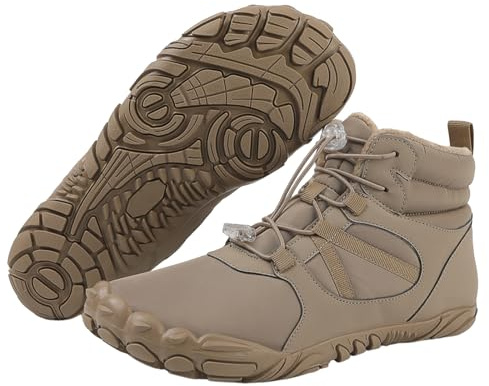 Winter Barefoot Boots Women Men Hiking Shoes, Waterproof Warm Fur Lined Zero Drop Boots Non-Slip Wide Toe Box Comfortable Hike Barefoot Shoes Walking Outdoor Footwear