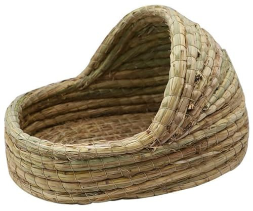 JOINPAYA Nid Tissé Paille Naturelle pour Lapins Cochons et Hamsters Maison Confortable pour Petits Animaux Accessoire à Mâcher pour Rongeurs