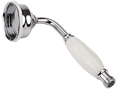 VeeBath Beta 180mm Hand Held Round Shower Head - Pencil Type, Solid Construction