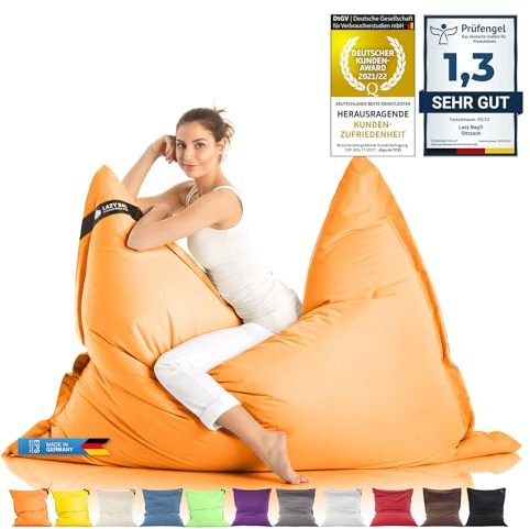 Grande Puff XXL Silla para Interior y Exterior Bean-Bag de Sala de Estar, balcón, jardín, Bolsa de Frijoles 400L Silla Gigante Puf niños y Adultos 180 x 140cm (Nylon, Naranja)