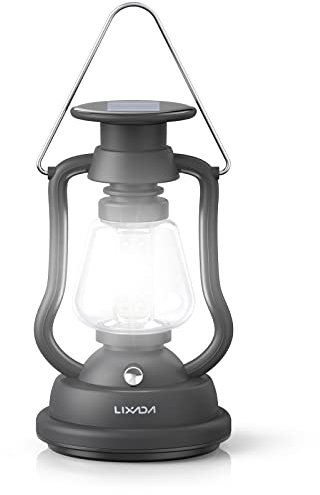 Lixada Campinglampe für den Außenbereich, LED, tragbar, wasserdicht, wiederaufladbar, Handkurbel, Camping, Solarlaterne, für Garten, Outdoor, Zelt, Notbeleuchtung, Wandern