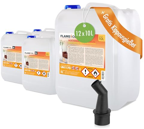 Höfer Chemie Bioethanol 96,6% Premium 12 x 10 L - Ethanol für Tischkamin