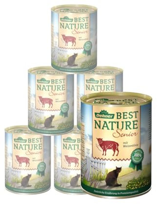 Dehner Best Nature Katzenfutter Senior, Lamm und Weizenkleie, 6 x 400 g (2.4 kg)