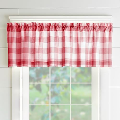 Elrene hem mode bondgård levande buffalo ruta kökskrydnad, 152 cm x 38 cm (1, röd/vit