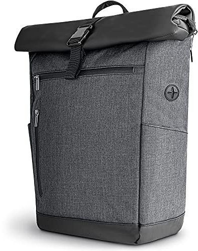 Wenter.S Rolltop Rucksack großer Kurierrucksack 25–30L anthrazit viele Taschen innen und aussen