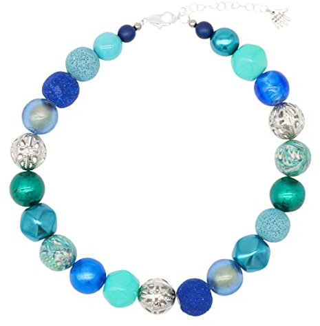 Feliss Handmade: Ketten aus Perlen, Halskette Damen. Statement Kette 45 cm lang. Choker Halsband, aesthetic Necklace Schmuck. Beads Perlenkette für Frauen (Pfauenauge)