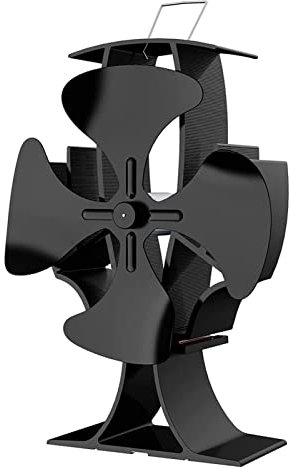 Ventilador de la estufa de madera, ventilador de chimenea de 4 cuchillas for gas / pellet / tronco / estufas de cursión de madera + termómetro de estufa Estufa de madera Accesorio for el hogar Distrib