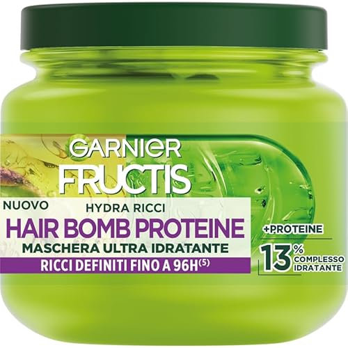 Garnier Fructis Maschera Ultra Idratante, Per Capelli da Mossi a Ricci, Anti-Crespo, Per una Chioma Morbida e Luminosa, Hydra Ricci, 320 ml