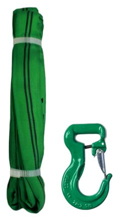 Rundschlinge 2 to 2,5 m NL mit Rundschlingenhaken 2 to Universalhaken I Kransschlinge I Hebeschlinge