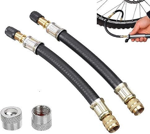 Reifenventil Verlängerung Adapter,Ventilverlängerung Autoventil,Gummi Reifen Ventilverlängerung,Ventilverlängerung mit Kappen,180mm Reifenventilverlängerung Winkelventil für Auto Motorrad Fahrrad,2Pcs